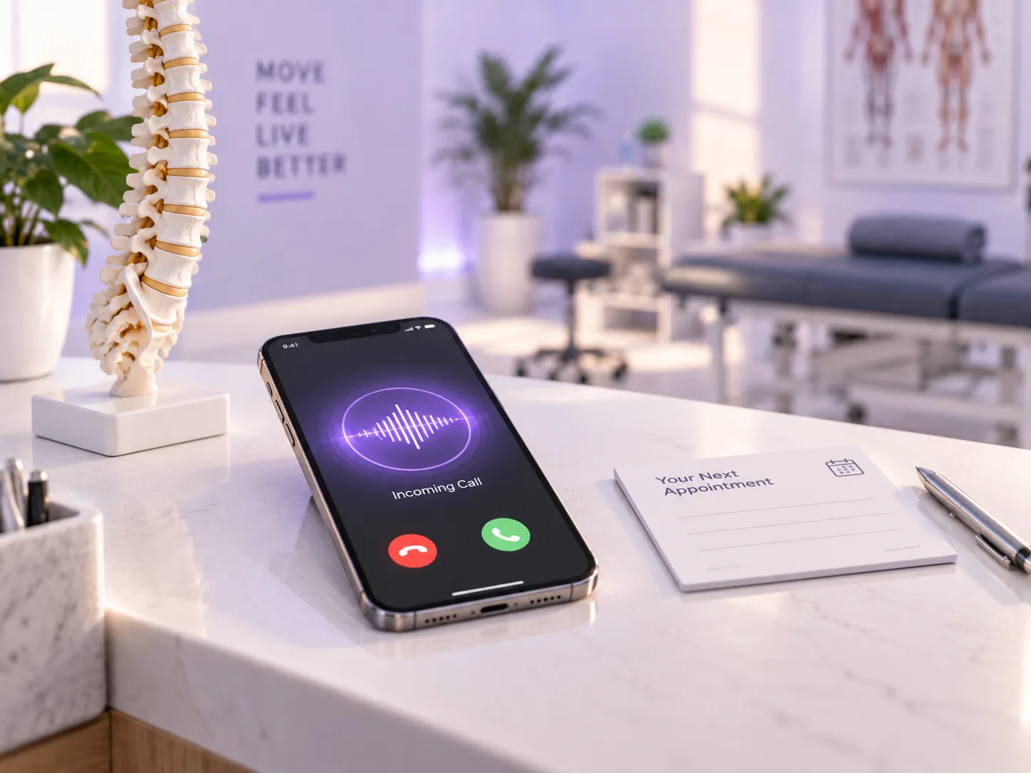 AI Receptionist for Chiropractors and Physical Therapy Clinics: New-Patient Intake, Plan-of-Care Rebooking, and No-Show Recovery (2026) - Ringlyn AI voice agent blog
